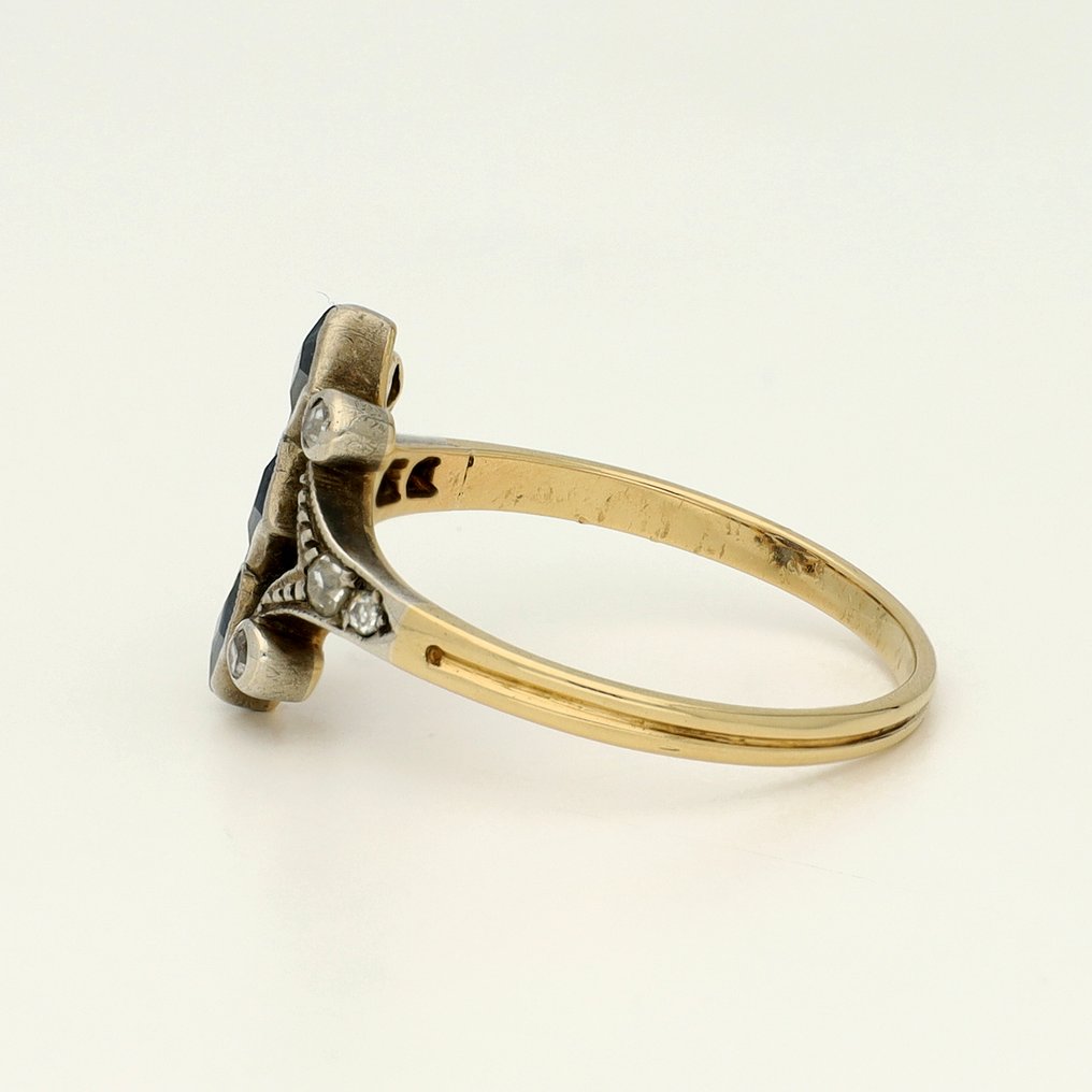 Sans prix de réserve - Bague - 18 carats Or jaune - Diamant - Saffier #2.1