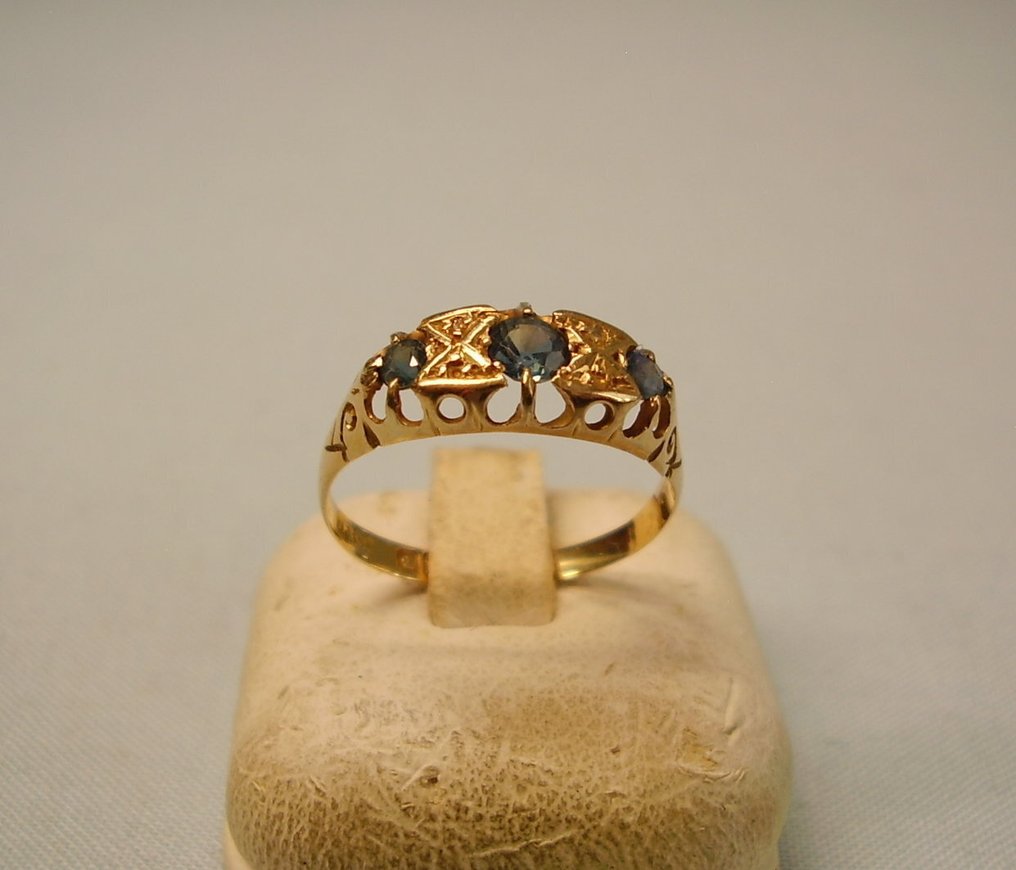 Sans prix de réserve - Handmade - Bague - 18 carats Or jaune - 0.24ct. tw. Saphir - Diamant - Travail manuel Chester1911+MZ #4.3