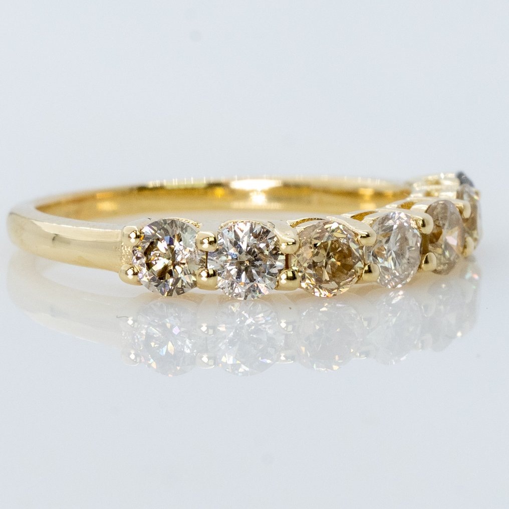 Nincs minimálár - Gyűrű - 14 kt. Sárga arany -  1.10ct. tw. Gyémánt (Természetes színű) - IGI #1.0