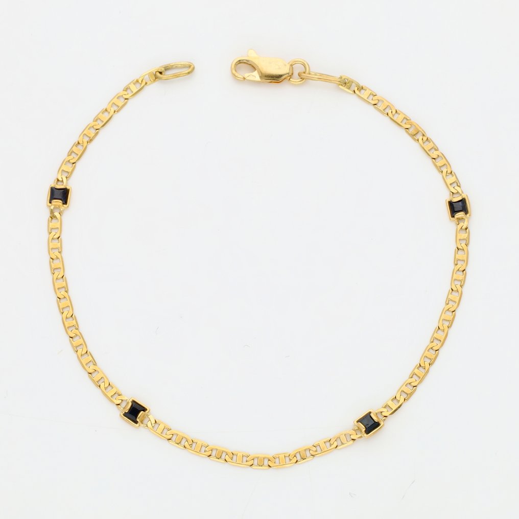 Zonder minimumprijs - Armband - 18 karaat Geel goud Saffier #1.0