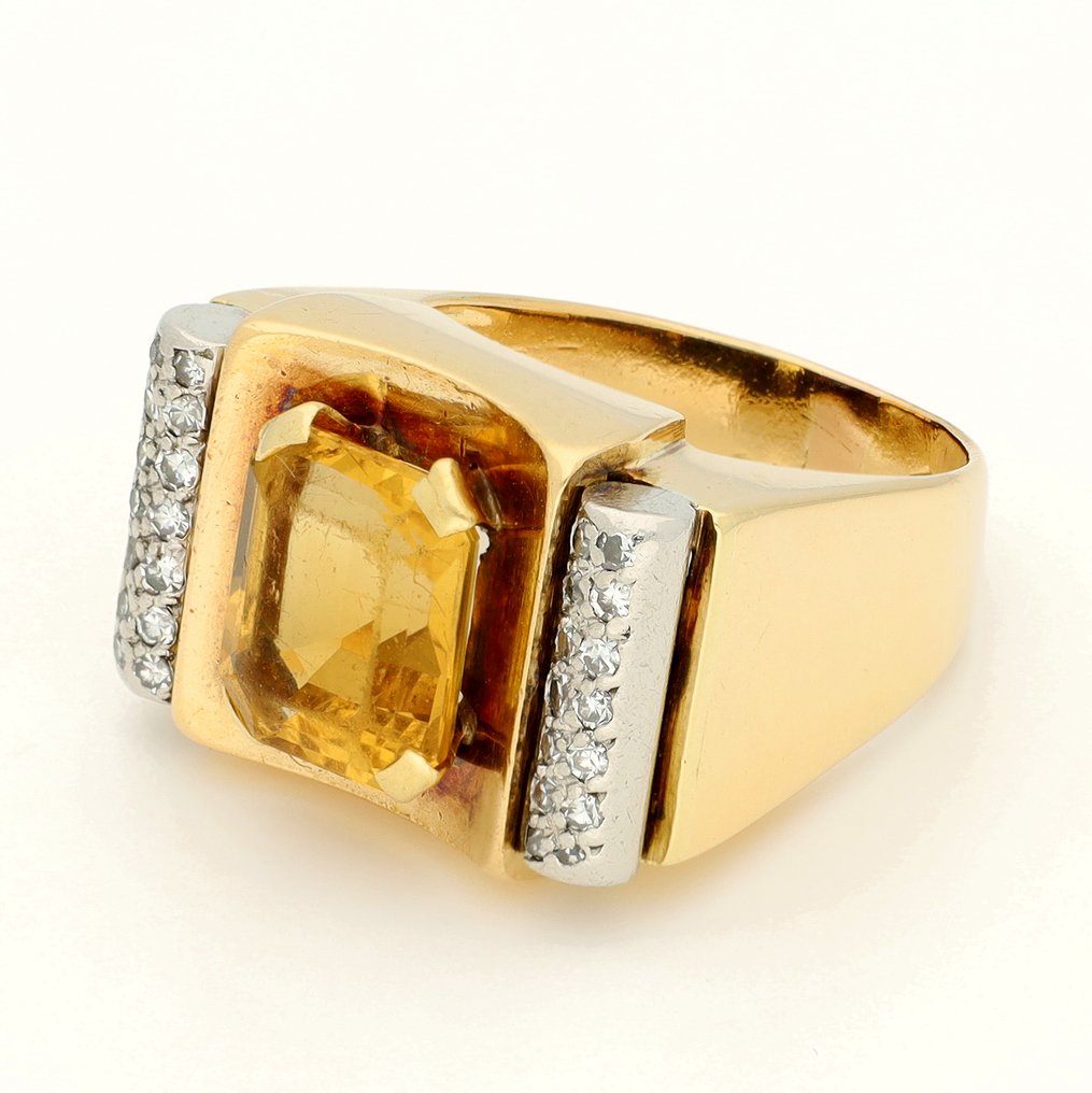 戒指 - 18K包金 黄金 钻石 (天然)  - Citrien #1.0