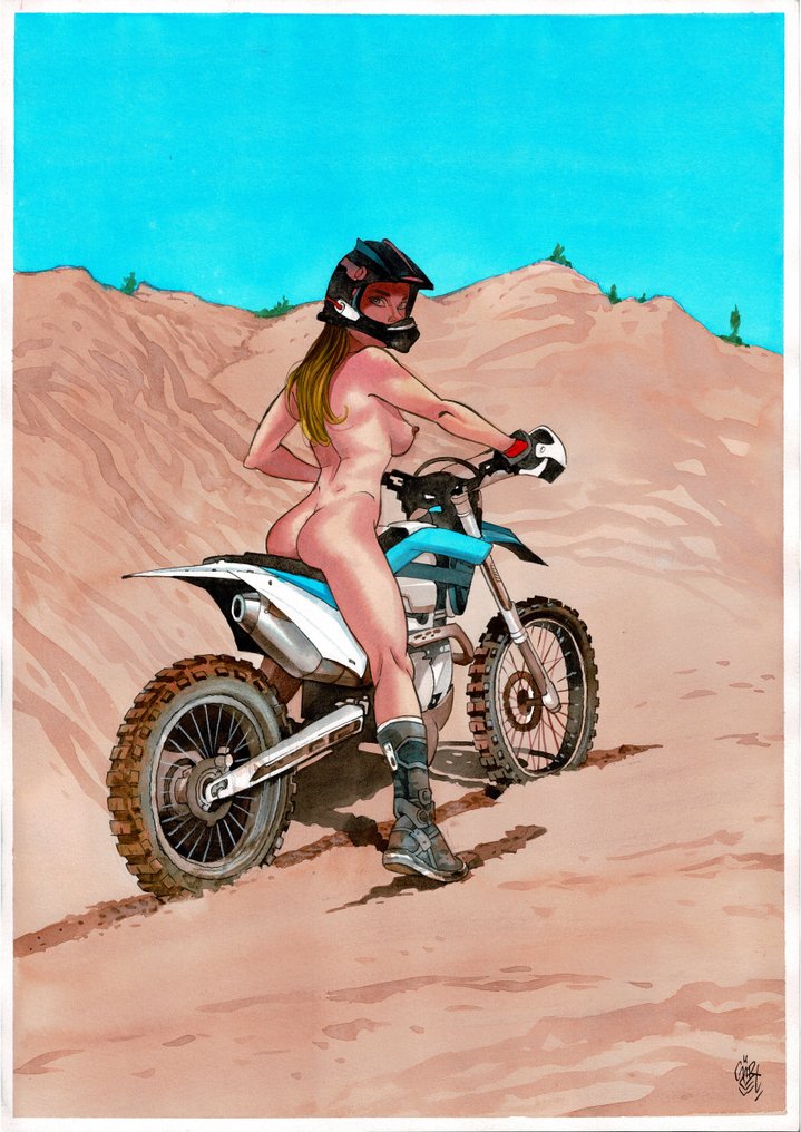 Gürsel, Gürçan - 1 Original colour drawing - Pin Up - Biker girl - 2025 #1.0