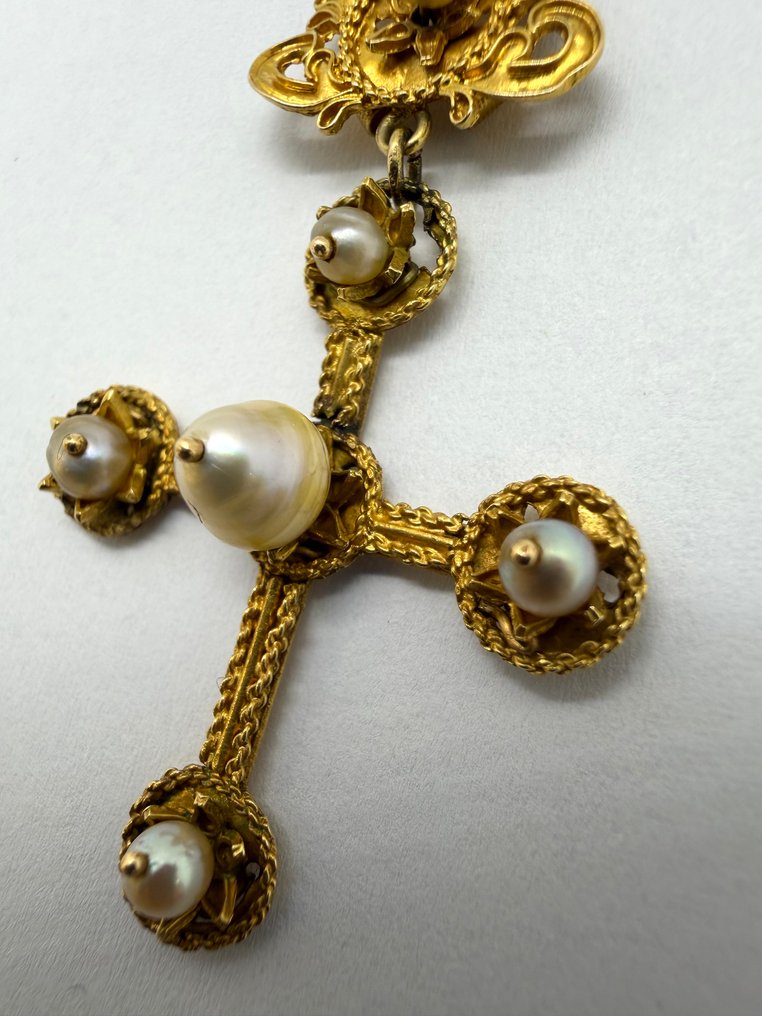 Pendentif en forme de croix - 19,2 carats Or jaune Perle #3.2