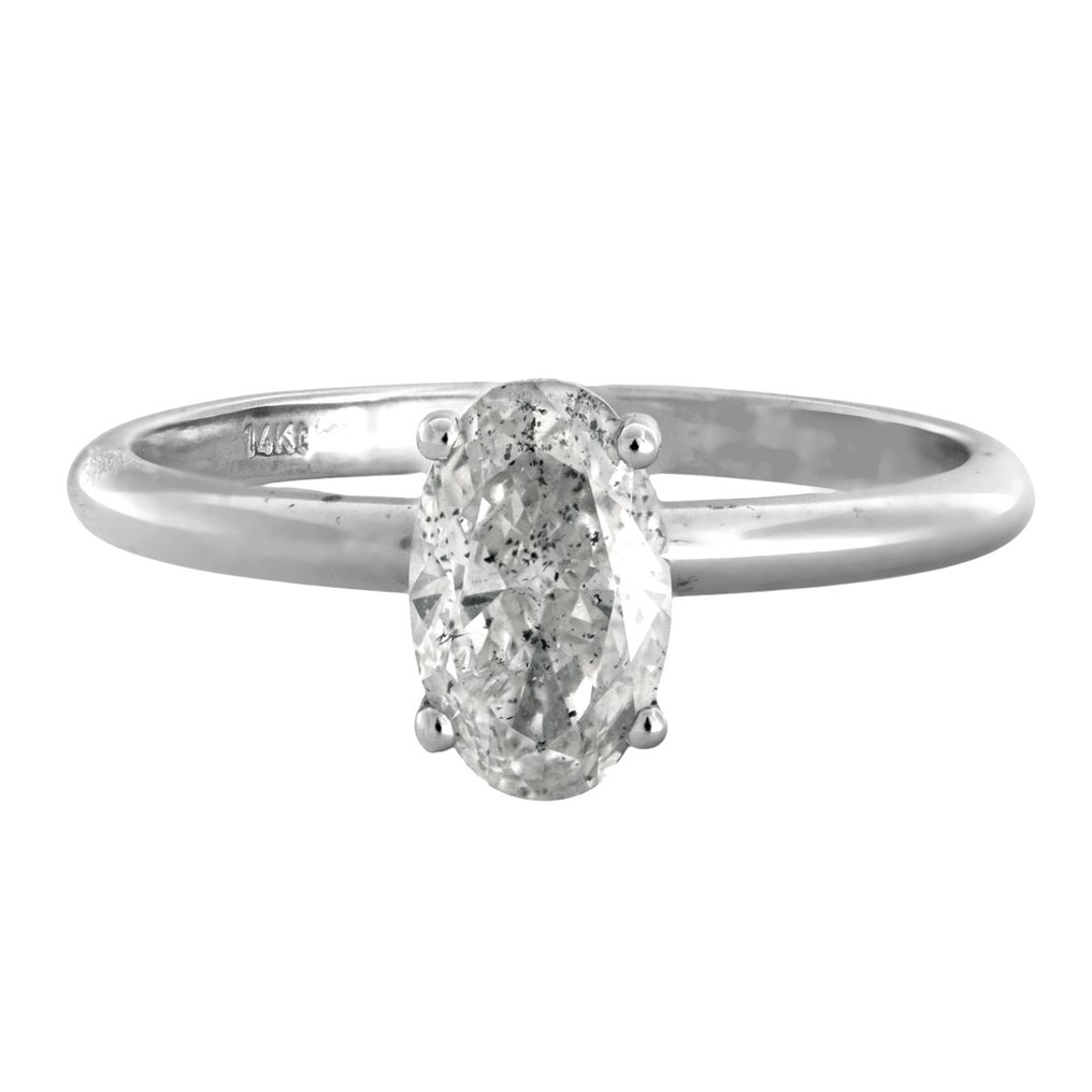Zonder minimumprijs - Ring - 14 karaat Witgoud - 1.06ct. tw. Diamant (Natuurlijk) #1.0