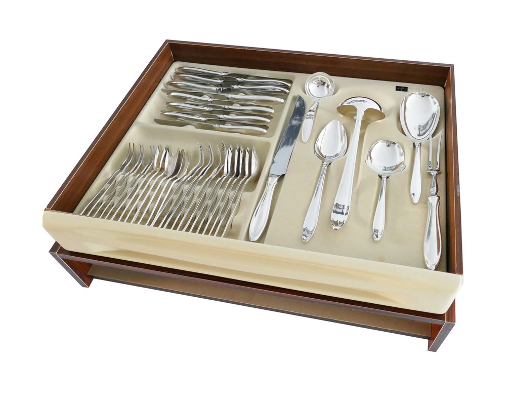 Gero, Gerritsen Zeist - Georg Nilsson - Servizio di posate (43) - modello Perfection - Placcato argento, Legno - Set da 43 pezzi per 6 persone #1.0