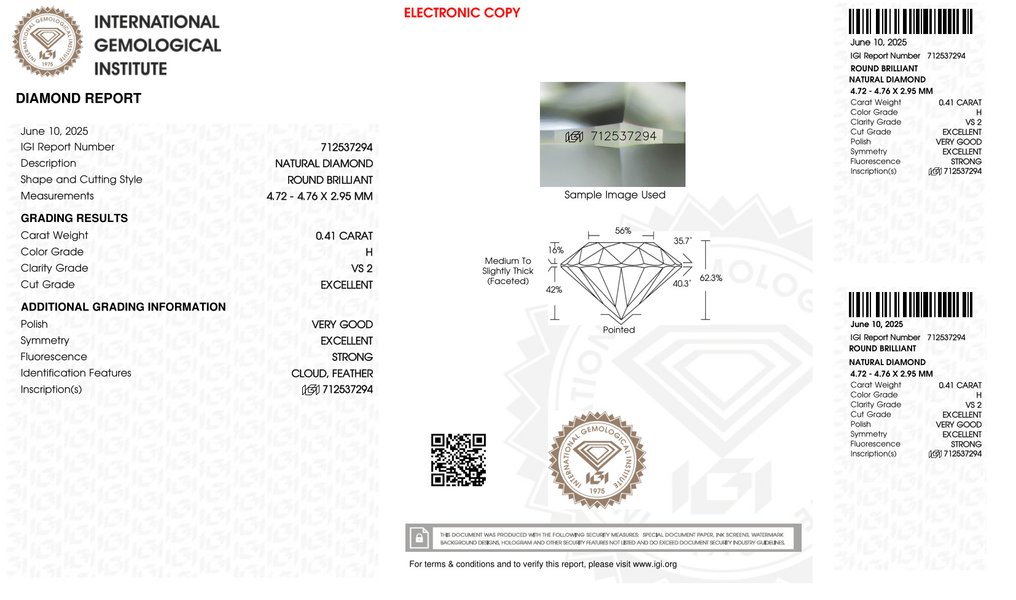 Sem preço de reserva - 2 pcs Diamante (Natural) - 0.81 ct - Redondo - H - VS2 - International Gemological Institute (IGI) - *Matching Pair* *EX VG* #2.1