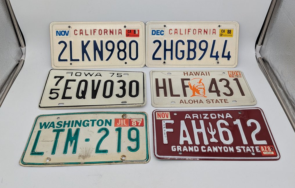Panneau (6) - Plaques d'immatriculation américaines – ensemble de 6 plaques d'immatriculation originales de - #1.0