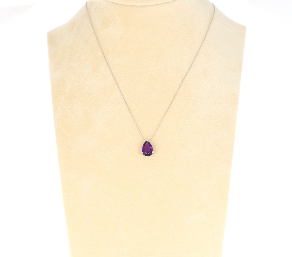 Zonder minimumprijs - Halsketting - 18 karaat Witgoud - 3.00ct. tw. Amethist #1.0