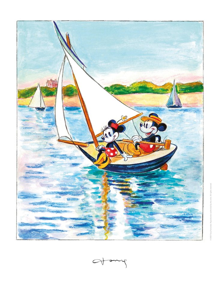 Tony Fernandez Giclée - Mickey & Minnie Inspired by Caillebotte’s “Sailboats on the Seine at Argenteuil” (1893) – Hand Signed #1.0
