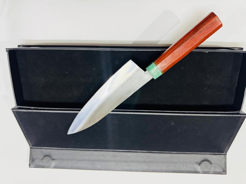 Μαχαίρι κουζίνας -  Ιαπωνικό μαχαίρι Santuko (070) - Μειωμένο ατσάλι, εποξειδική ρητίνη και φυσικό ξύλο με κουτί. - Ιαπωνία - Ιαπωνικό μαχαίρι Santuko #4.3