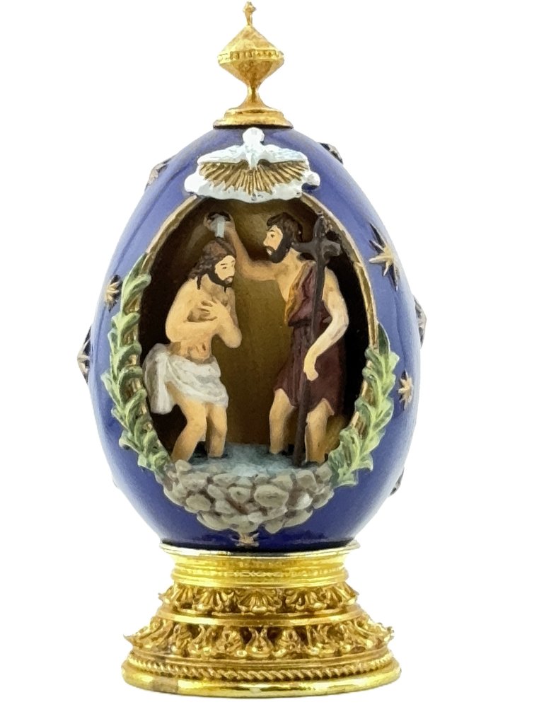 House of Faberge 24 Karat Gold Plated Imperial Nativity Egg - Nativity scene - Porcelain, Gold plated, Enamel #1.0