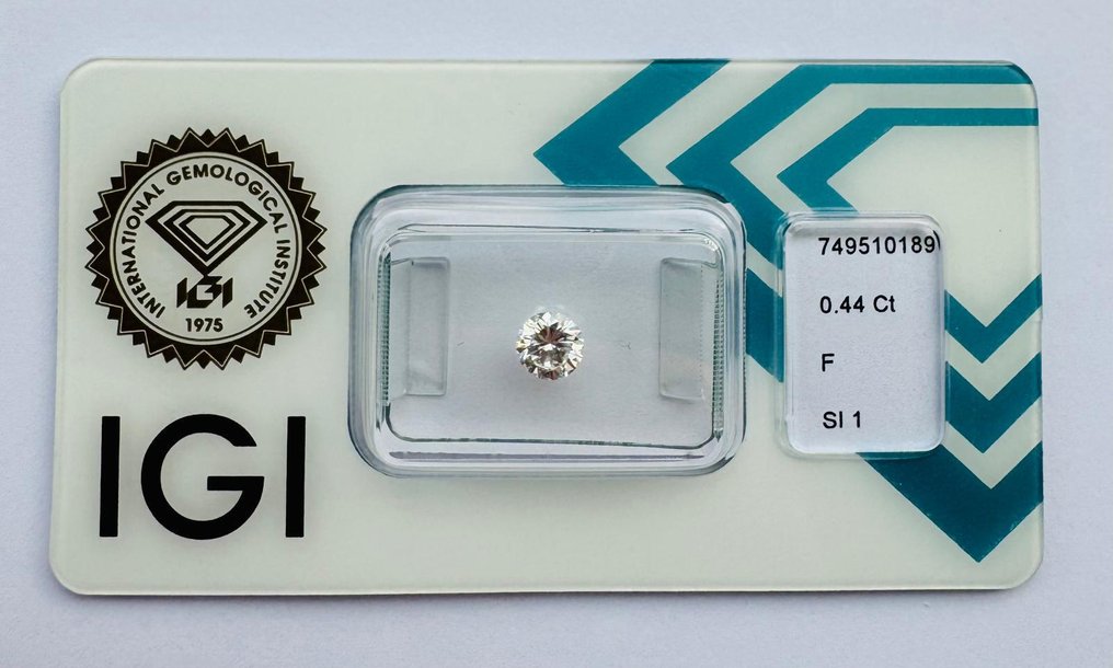 没有保留价 - 1 pcs 钻石  (天然)  - 0.44 ct - 圆形 - F - SI1 微内含一级 - 国际宝石研究院（IGI） #1.0