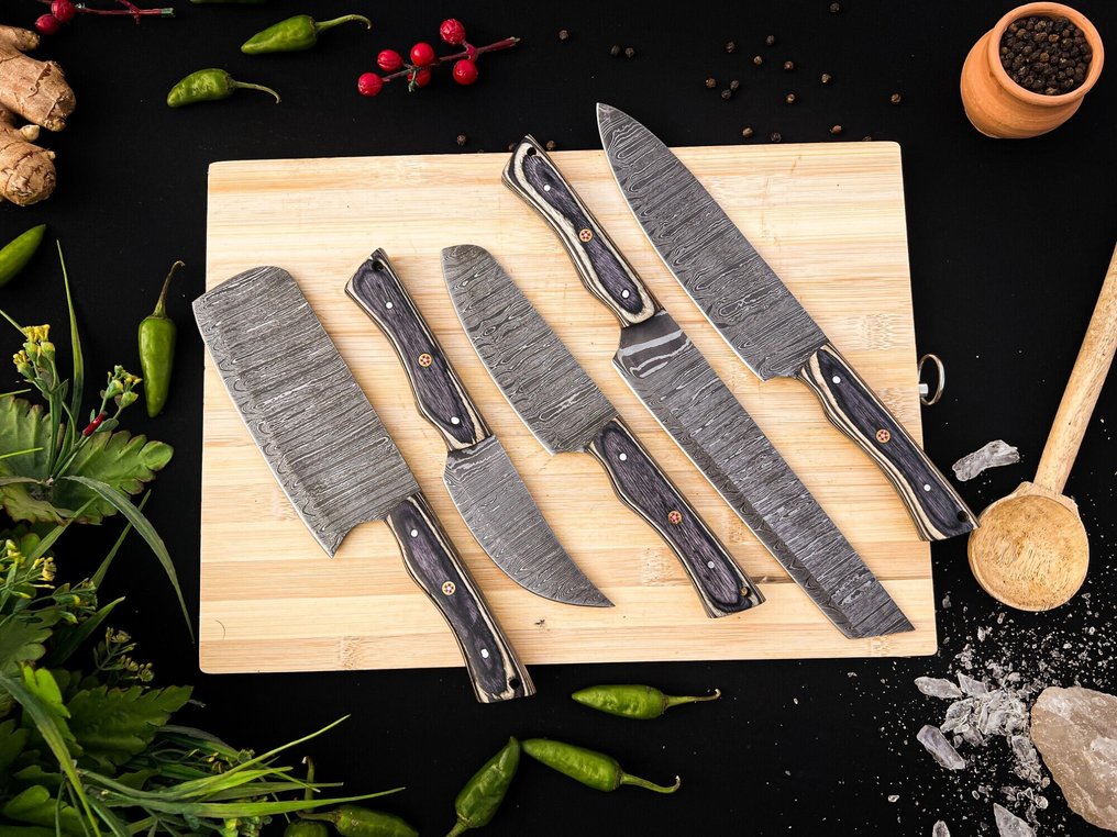 廚刀 -  厨房厨师刀具套装 适用于室内外的日常用途 (FK-149) - 美国异国木柄和折叠钢 - 北美 - 厨房与烧烤套装 #1.0