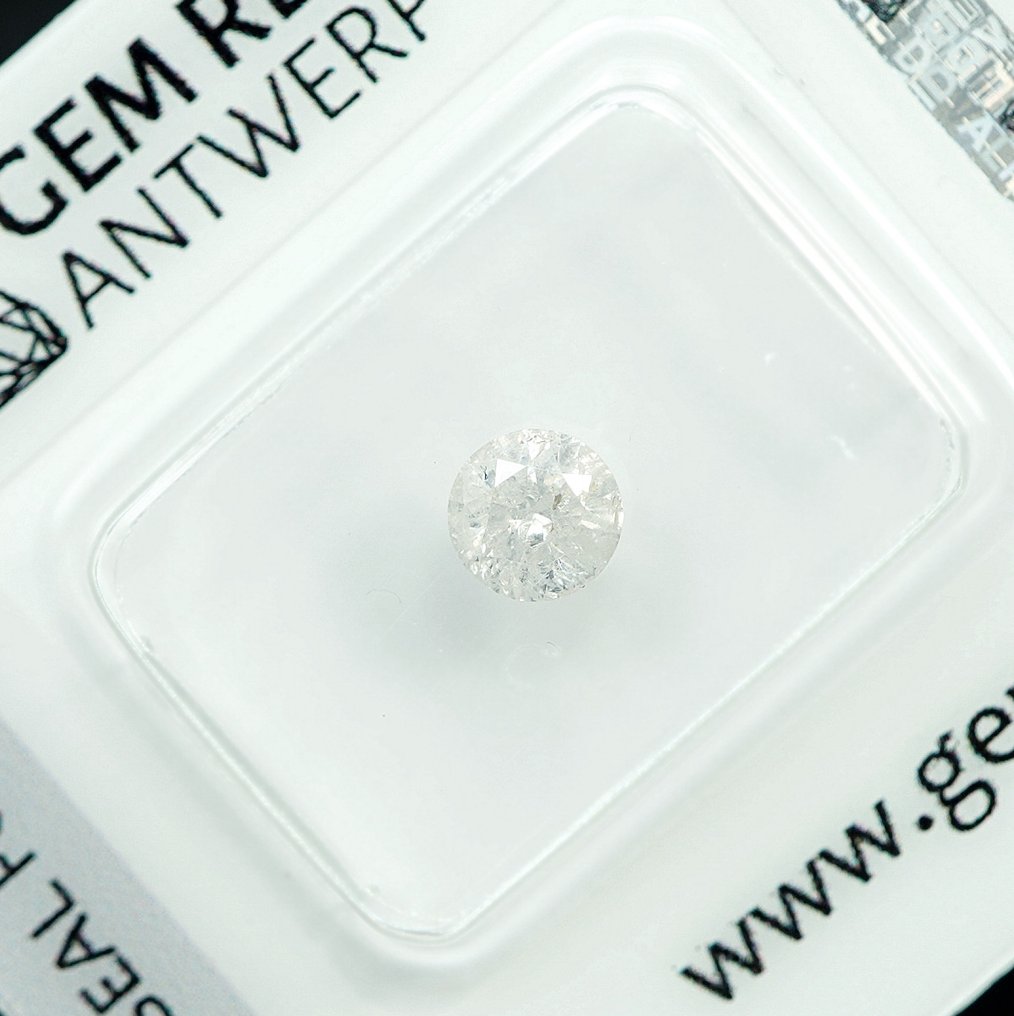 沒有保留價 - 1 pcs 鑽石 (天然) - 0.52 ct - 圓形 - H(次於白色的有色鑽石) - I3 - Gem Report Antwerp (GRA) #2.1