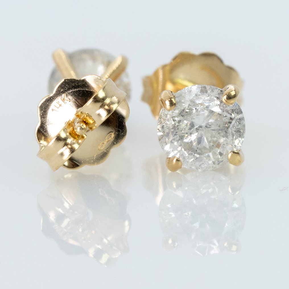 没有保留价 - 耳环 - 14K包金 黄金 - 1.23ct. tw. 钻石 (天然) - GWLab #4.3