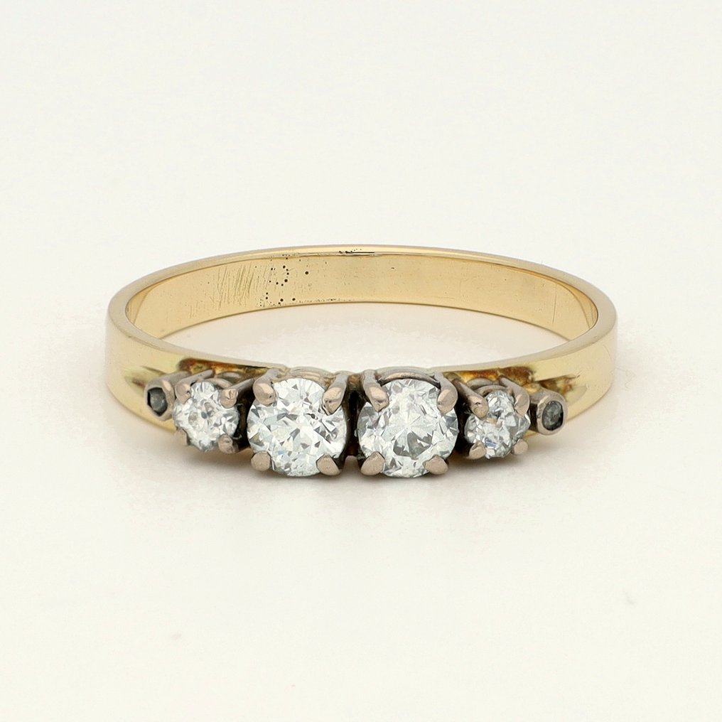 戒指 - 14 克拉 黃金 鉆石 (天然)  #1.0