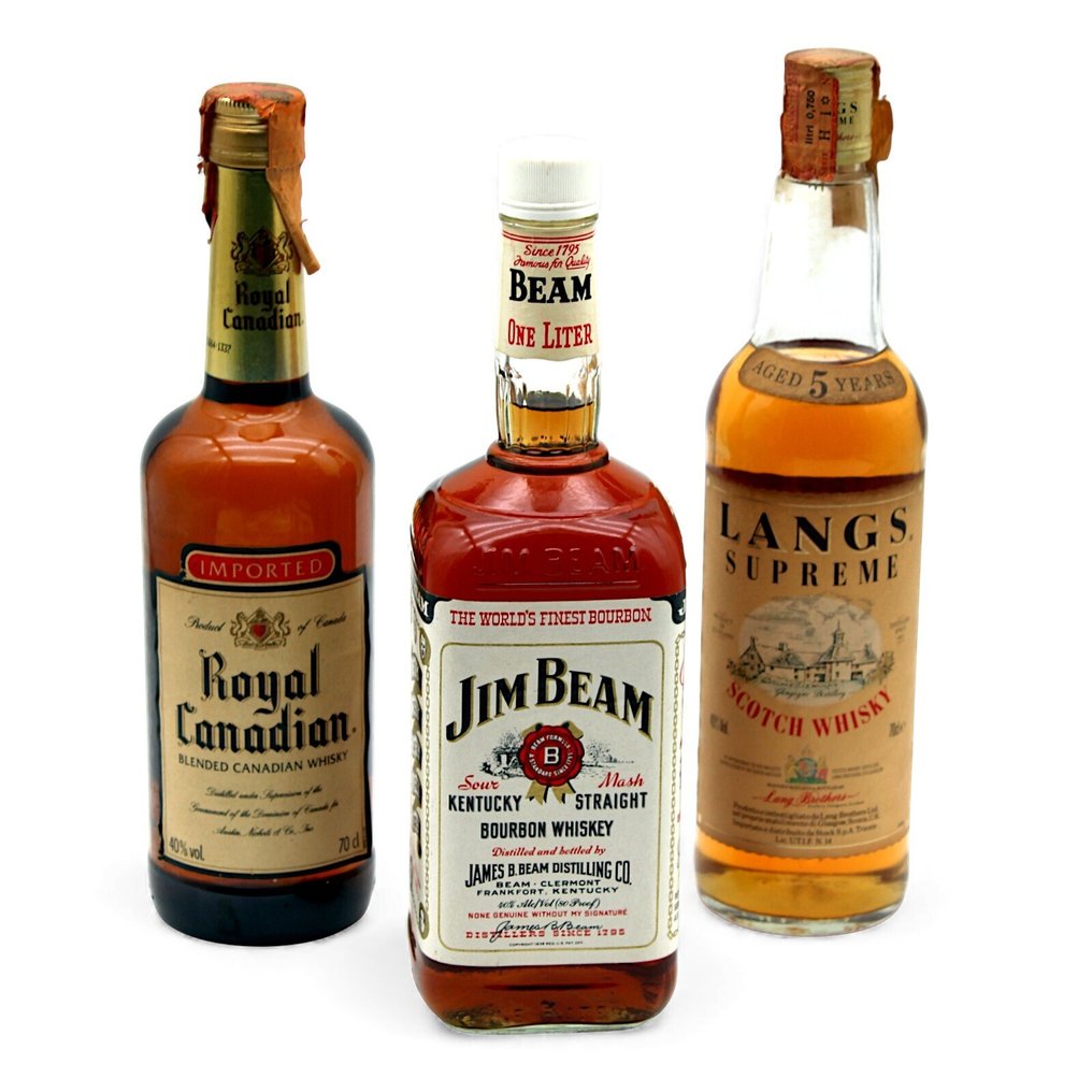 Lang's 5 Supreme + Royal Canadian + Jim Beam  - 70cl, 1 Litre - 3 μπουκαλιών #1.0