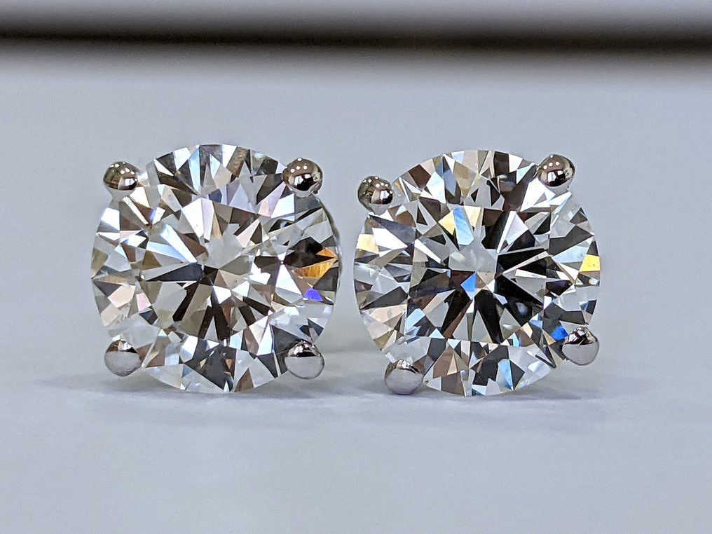 Nincs minimálár - Stud fülbevaló - 14 kt. Fehér arany - 2.01ct. tw. Gyémánt (Laboratóriumban előállított) - IGI Certified #4.3