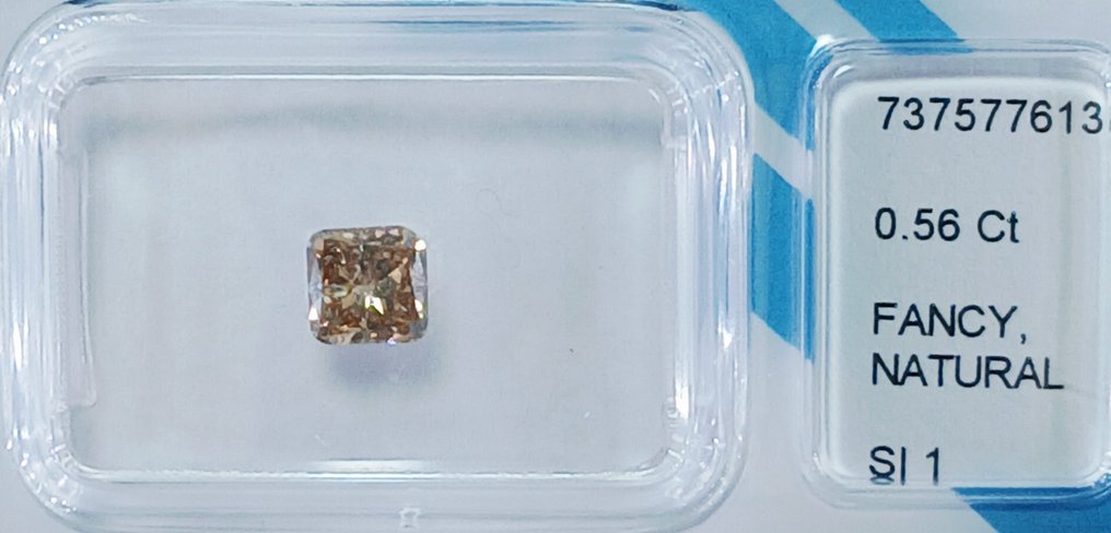 Ingen reservasjonspris - 1 pcs Diamant (Naturfarget) - 0.56 ct - Pute - Fancy Brun Gul - SI1 - Det internasjonale gemologiske institutt (IGI) #1.0