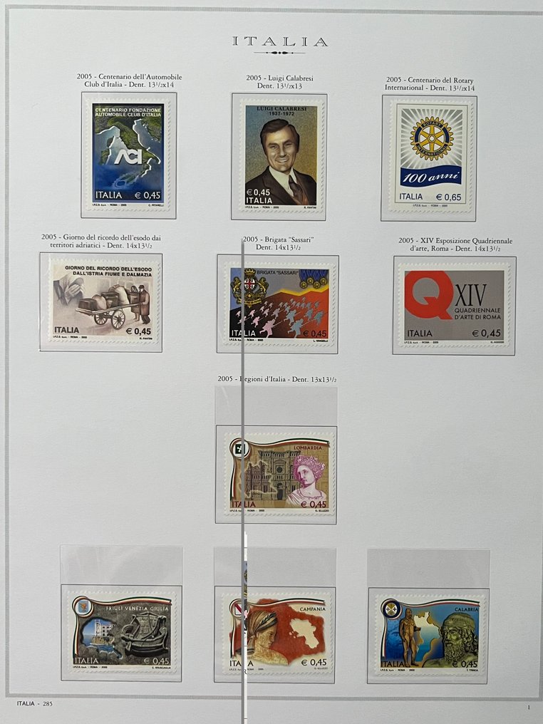 Olaszország 2005 - Olasz Köztársaság 2005-ös évjáratú, új, teljes gumibélyeg. #1.0