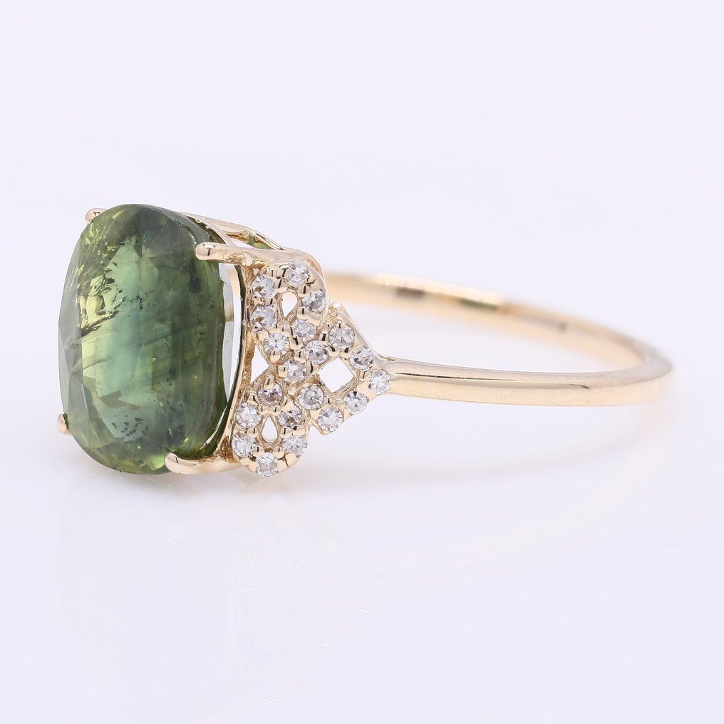 Nincs minimálár - Gyűrű - 14 kt. Sárga arany - 3.84ct. tw. Zafír - Gyémánt #2.1