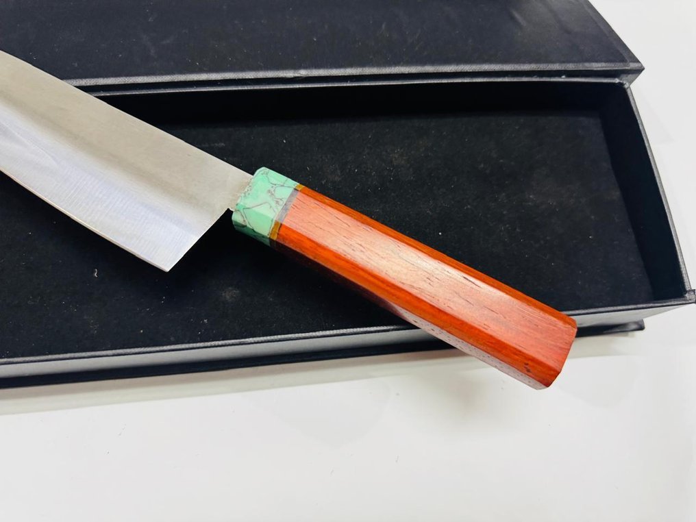 Μαχαίρι κουζίνας -  Ιαπωνικό μαχαίρι Santuko (070) - Μειωμένο ατσάλι, εποξειδική ρητίνη και φυσικό ξύλο με κουτί. - Ιαπωνία - Ιαπωνικό μαχαίρι Santuko #3.2