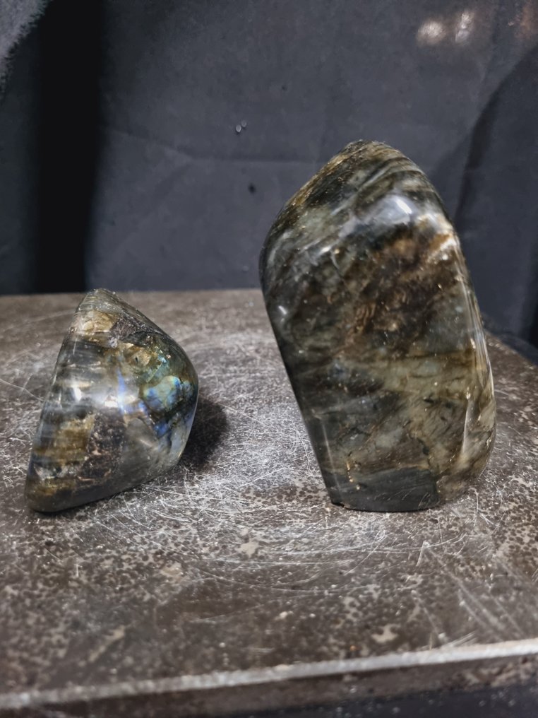 HQ set med 2 labradorit-skulpturer – vacker glans! Friform- 1174 g #3.2