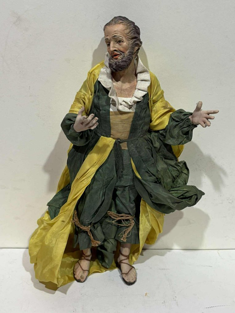 Γλυπτό, Presepe Napoletano - San Giuseppe - Inizio XX secolo - 35 cm - Πήλινο, Γυαλί, Textile #2.1
