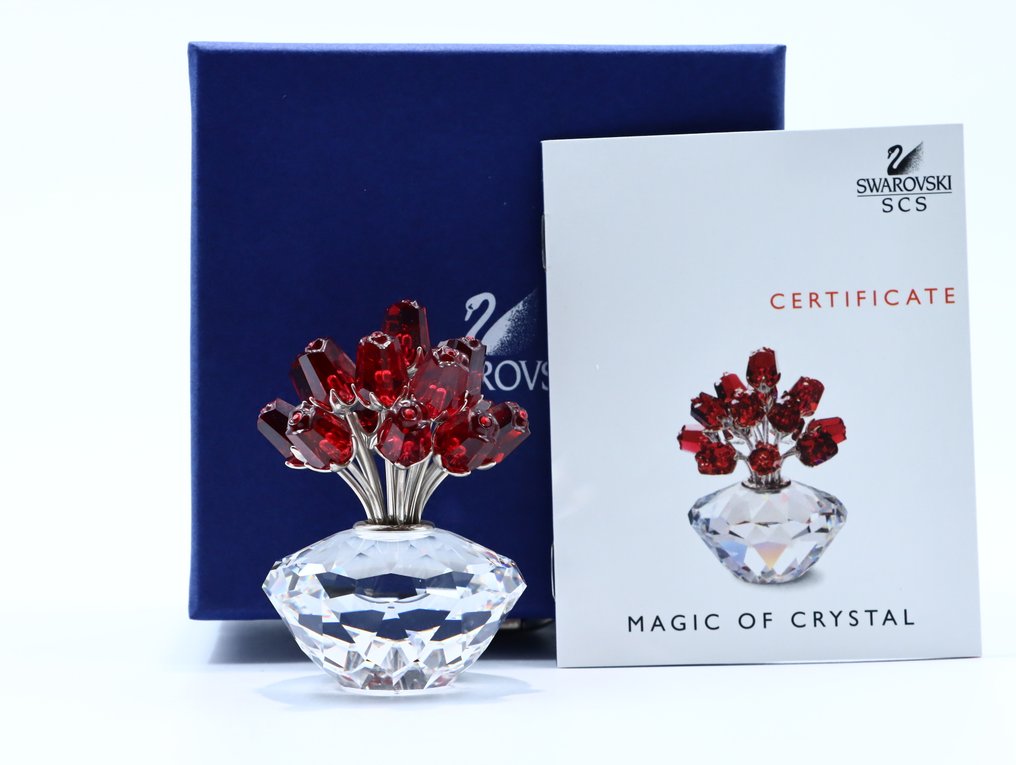 Figure - Swarovski -  Vaas met 15 Rode Rozen (Boxed + Certificate) - Crystal #4.3