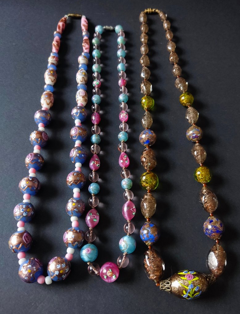 Messing - Kæde - Murano bryllupskageperler #3.2