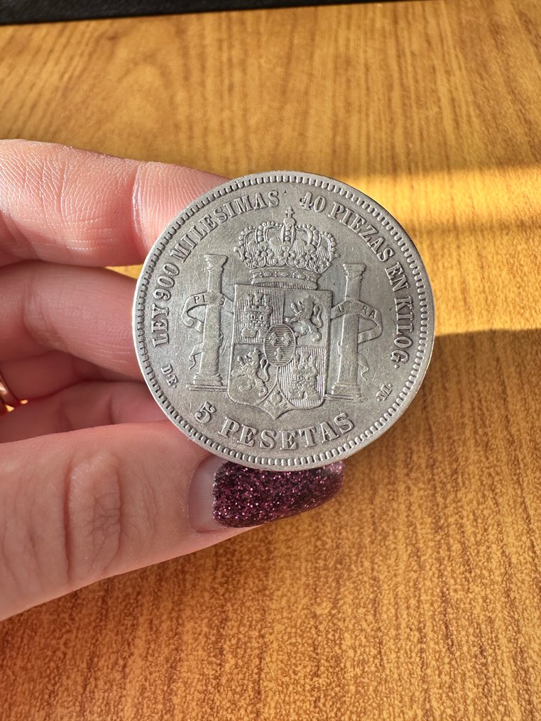 西班牙. 阿方索十二世. 5 Pesetas 1876*76 DEM  (没有保留价) #1.0