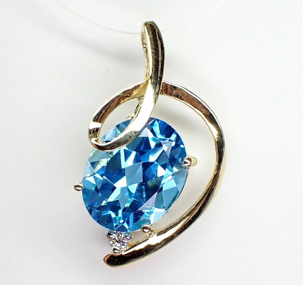 Sans prix de réserve - Pendentif - 14 carats Or jaune - 3.02ct. tw. Topaze - Diamant - Pas de prix de réserve #4.3