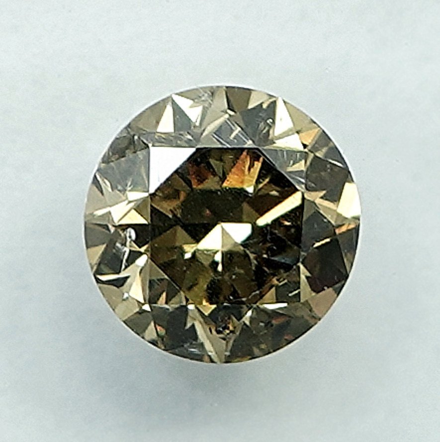 Fără preț de rezervă - 1 pcs Diamant (Colorat natural) - 0.50 ct - Rotund - Fancy intense Cenușiu Galben - I2 - IGI (Institutul gemologic internațional) #4.3