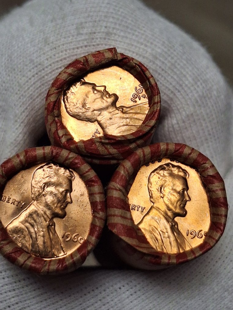 USA. 3 superb rolls of Uncirculated penny in MS state, 50 coins per roll, 150 coins in total 1970-1973 (Ohne mindestpreis) #1.0