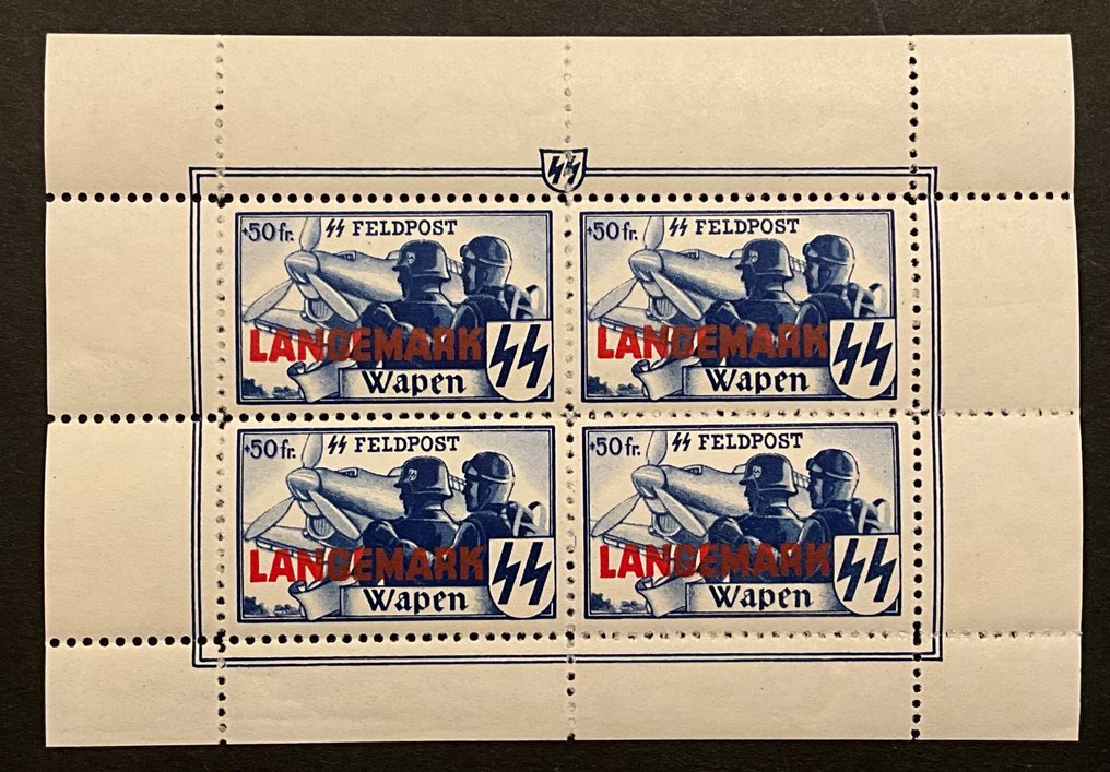 Duitse Rijk 1943 - Waffen SS met opdruk Langermark in klein velletje - OBP E49 #1.0