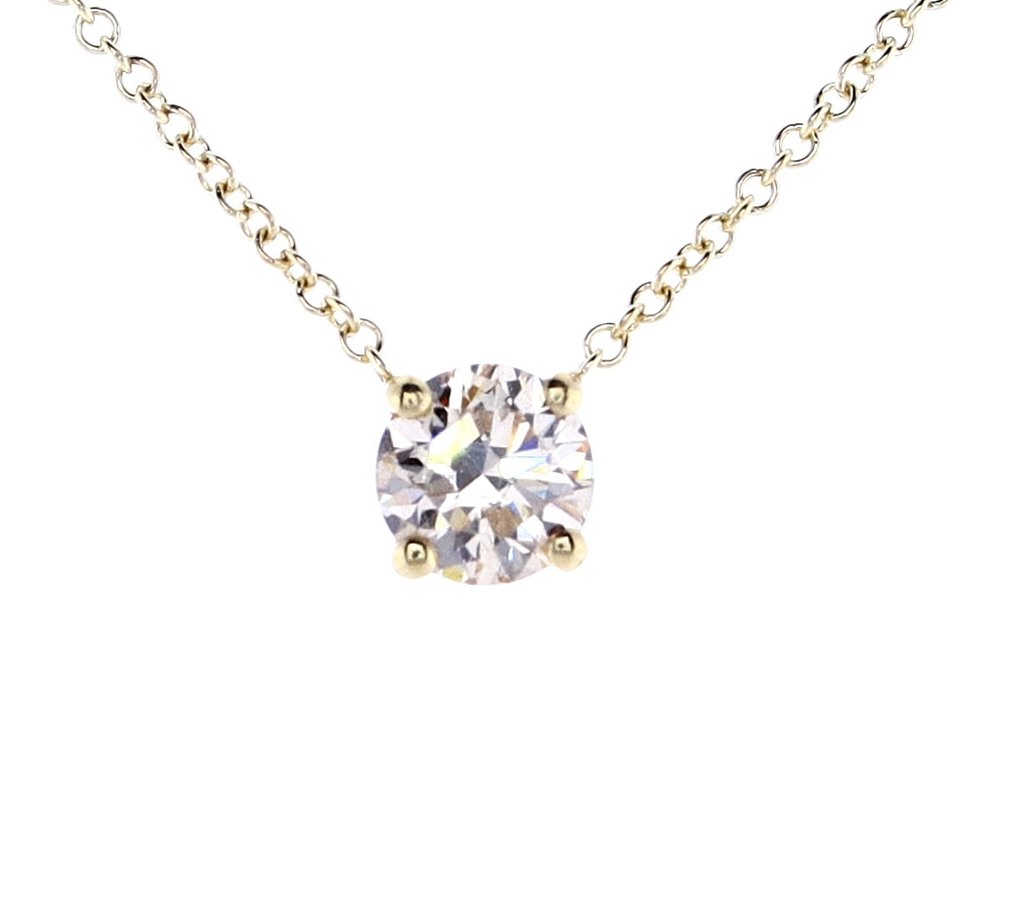 Zonder minimumprijs - Ketting met hanger - 14 karaat Geel goud - 0.41ct. tw. Diamant (Natuurlijk gekleurd) #1.0