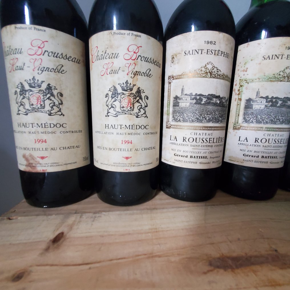 1994 x 2 Château Brousseau 1982 x 2 Chateau la Rousseliere & 1980 x 2 Chateau du Vieux Landat - Burdeos - 6 Botellas (0,75 L) #1.0