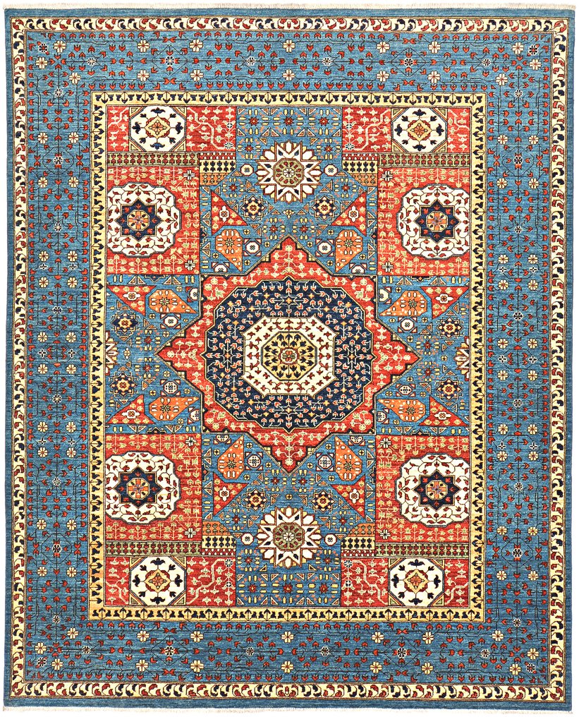 Afghan, Ziegler Kazak, Unikt højkvalitets håndknyttet traditionelt tæppe mesterstykke af naturlig uld. - Tæppe - 303 cm - 242 cm - Ny håndlavet designerløber #1.0