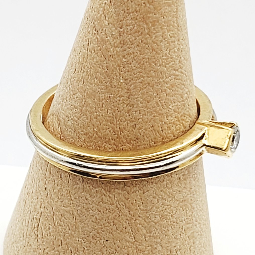 Bague - 18 carats Or jaune, Or blanc - 0.11ct. tw. Diamant (Naturelle) #1.0