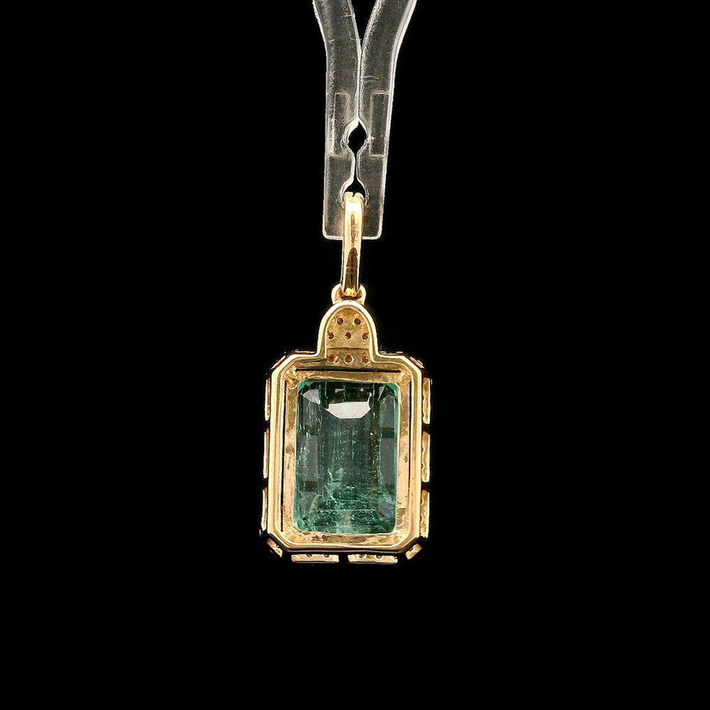 χωρίς τιμή ασφαλείας - Κρεμαστό κόσμημα - 14 καράτια Κίτρινο χρυσό -  2.92ct. tw. Σμαράγδι - Διαμάντι #3.2