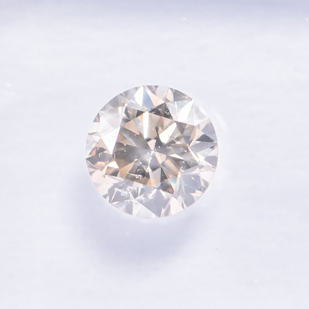 沒有保留價 - 1 pcs 鑽石  (天然彩色)  - 0.50 ct - 圓形 - Fancy light 淡褐色 黃色 - SI2 - 國際寶石學院（International Gemological Institute (IGI)） - VG #4.3