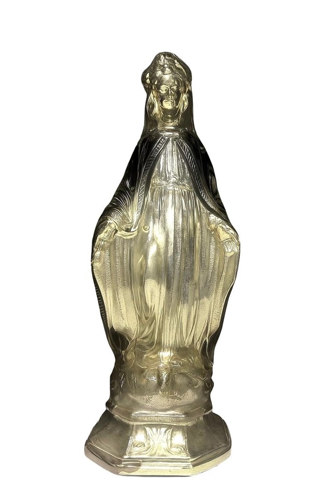 Sculpture, Ancienne Vierge En Verre églomisé XIX eme - 23 cm - Glass #1.0