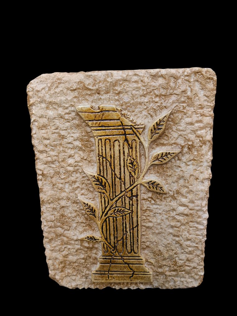 Szobor, "Frammento Colonna Greca" - 25 cm - ásványkő #2.1