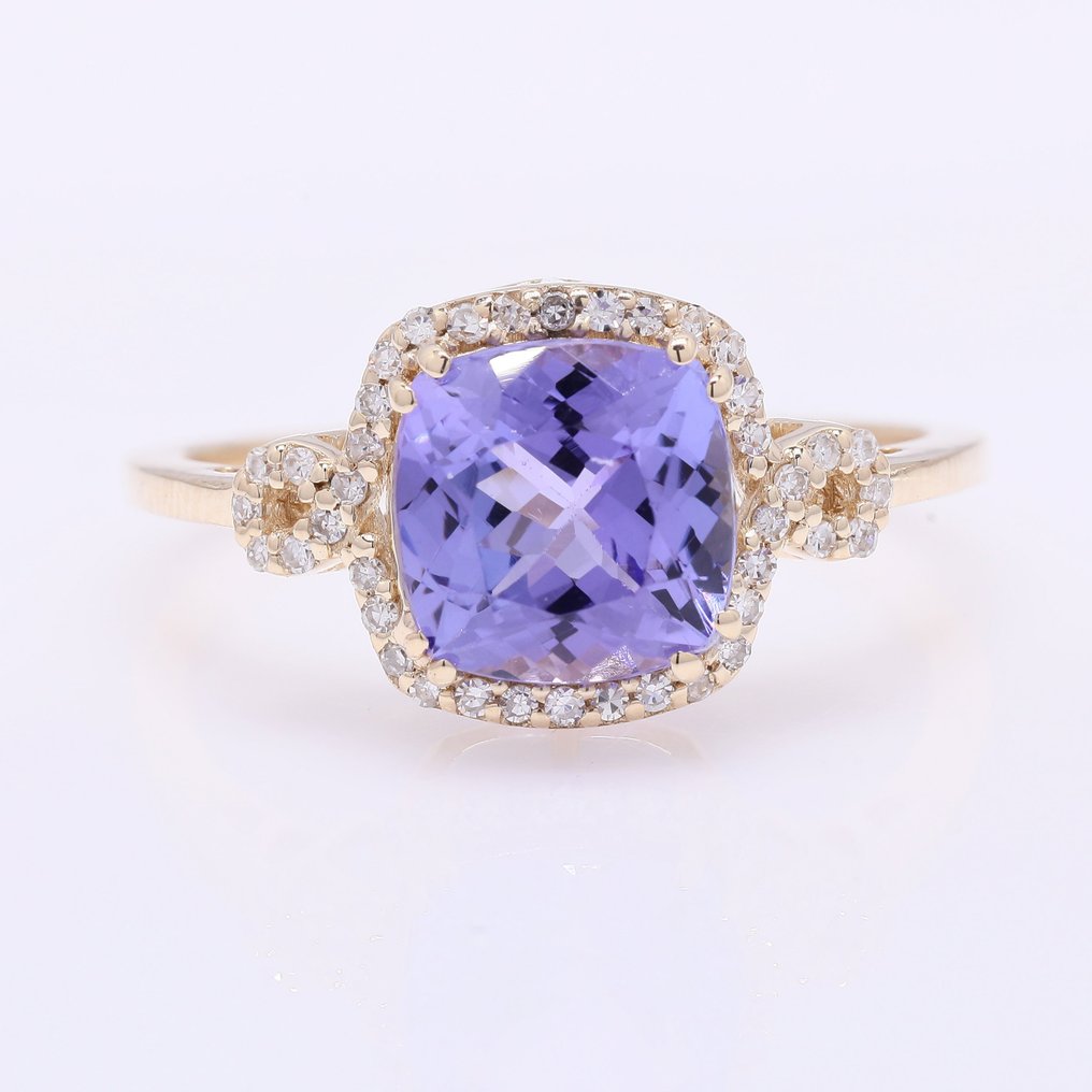 Nincs minimálár - Gyűrű - 14 kt. Sárga arany - 2.42ct. tw. Tanzanit - Gyémánt #1.0