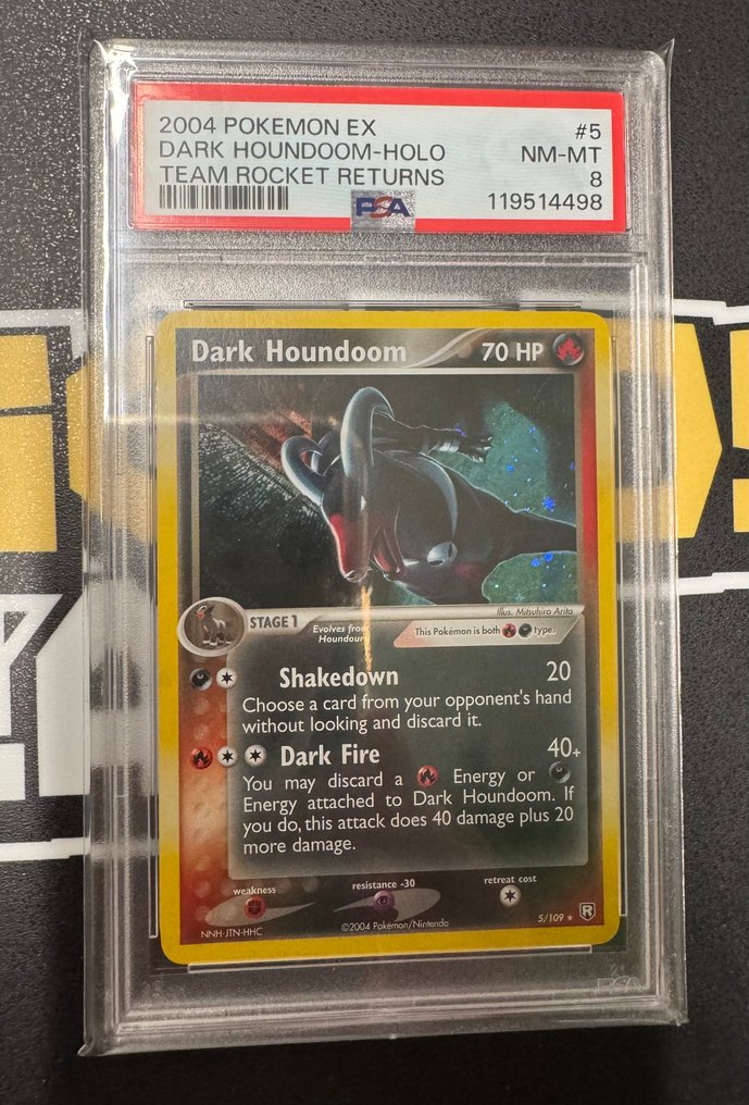 Pokémon - 1 Graded card Pokemon EX Team Rocket Returns Dark Houndoom Holo PSA 8 Near Mint Mint 5/109 Ultra Rare - PSA 8 - WOTC #1.0