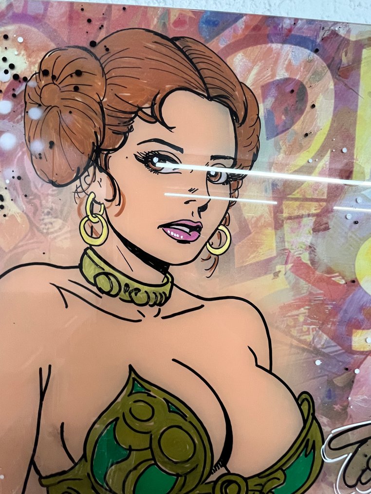 Alvin Silvrants - Star Wars Princess Leia with R2D2 and C3PO - High Gloss straight edge painting #3.2