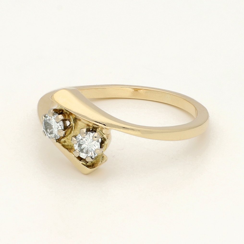 戒指 - 14 克拉 黃金 鉆石 (天然) #1.0