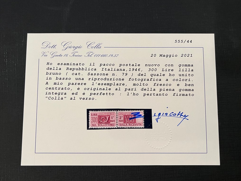 意大利 1948 - 意大利共和国L. 300邮包，轮子链条新配，轮胎完好无损 #2.1
