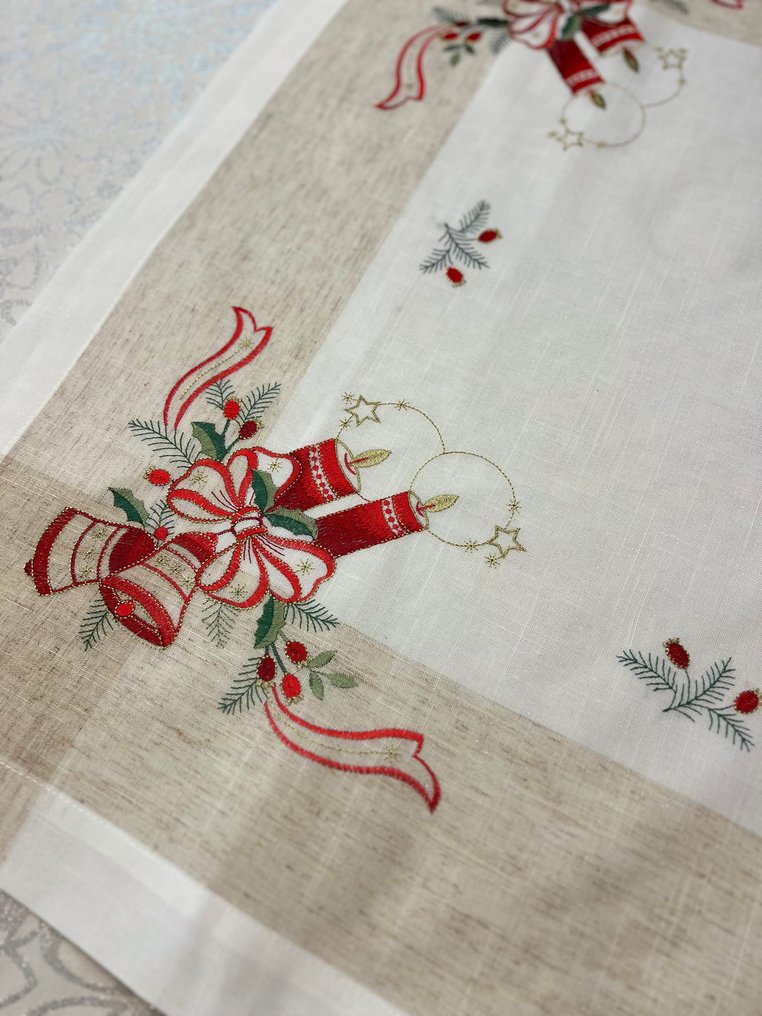 Διακοσμητικό - Υπέροχη χριστουγεννιάτικη διακόσμηση τραπεζιού. - Βαμβάκι #2.1