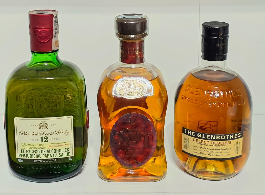 Glenrothes Select Reserve + Cardhu 12yo + Buchanans Deluxe 12yo  - 700 ml, 750 ml - 3 botellas  #1.0